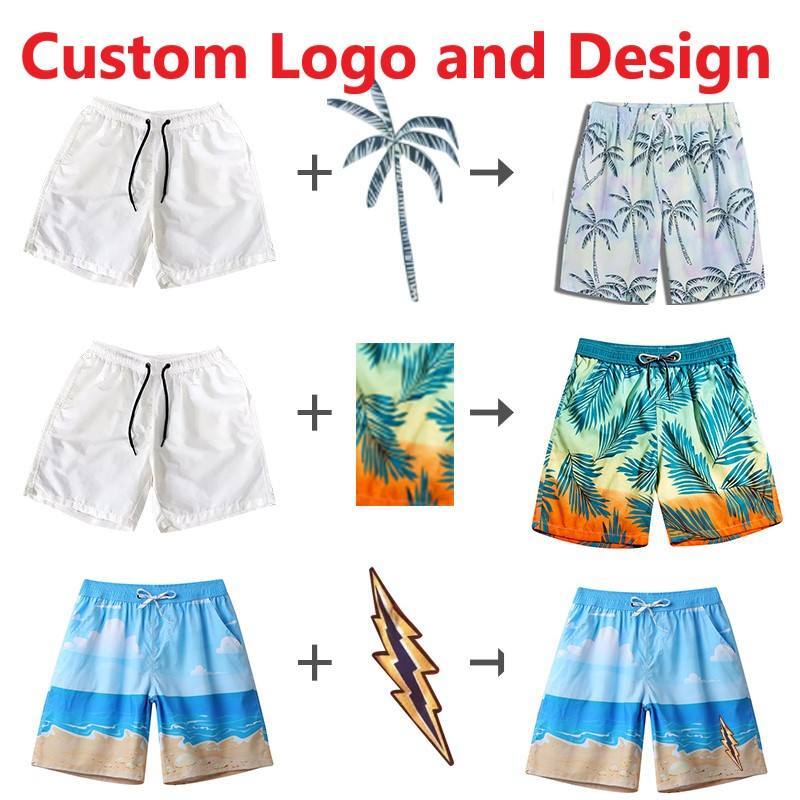 2023 Custom Logo Men's Summer Quick Dry Beach Wear Swimming Shorts Swim Trunks for Men mens white shorts  