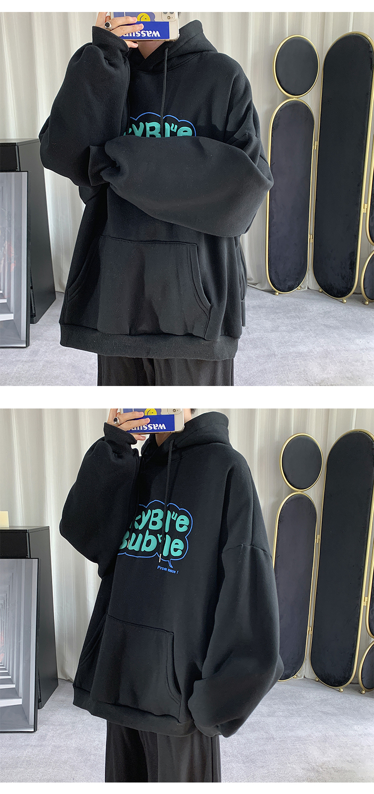 2023 Manufacturer Low Moq Cheap Price Heavyweight Organic Cotto Black Puff Printing Hoodies Pullover Stylish Unisex Embroidery  