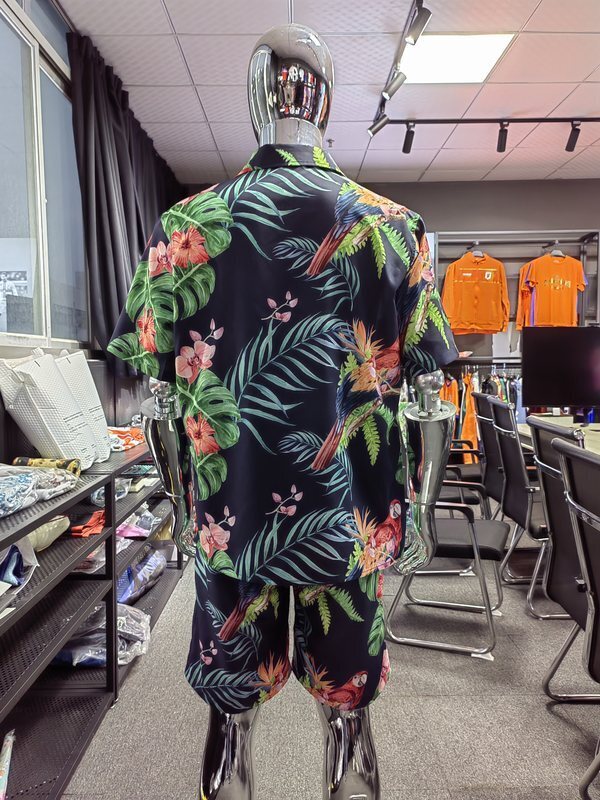wholesale men's fashion colour floral hawaiian shirts custom stripe print summer aloha hawaii beach shirt  