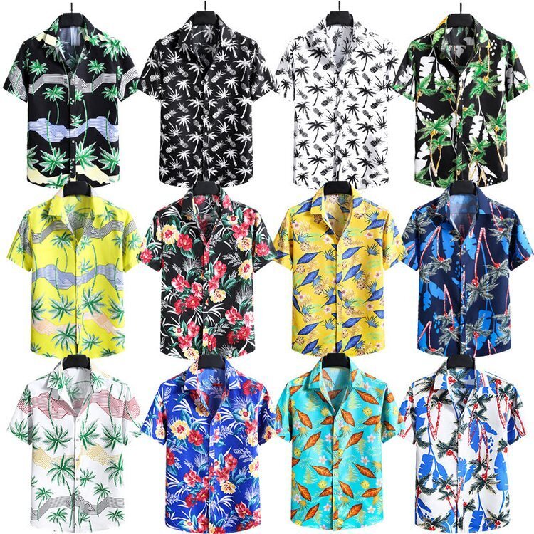 wholesale custom sublimation summer resort hawaiian shirts hawaii rayon xs short sleeve button up beach shirt men ralph lauren men's long sleeve  