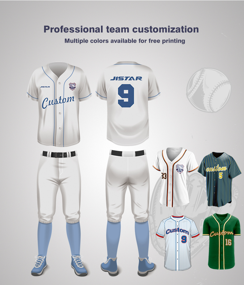 Custom Men Baseball Jersey Sublimation Stripe Print Blank Baseball Shirts And Pants Uniform  