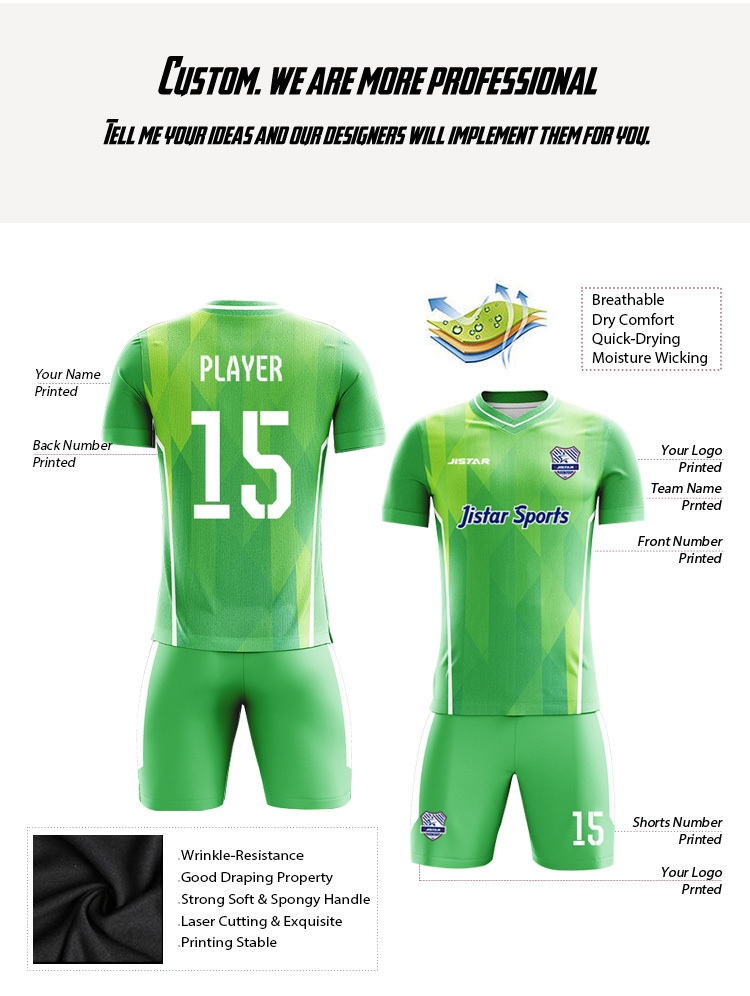OEM ODM custom team sportswear high quality sublimation shirt shorts set maillot de football soccer jersey  
