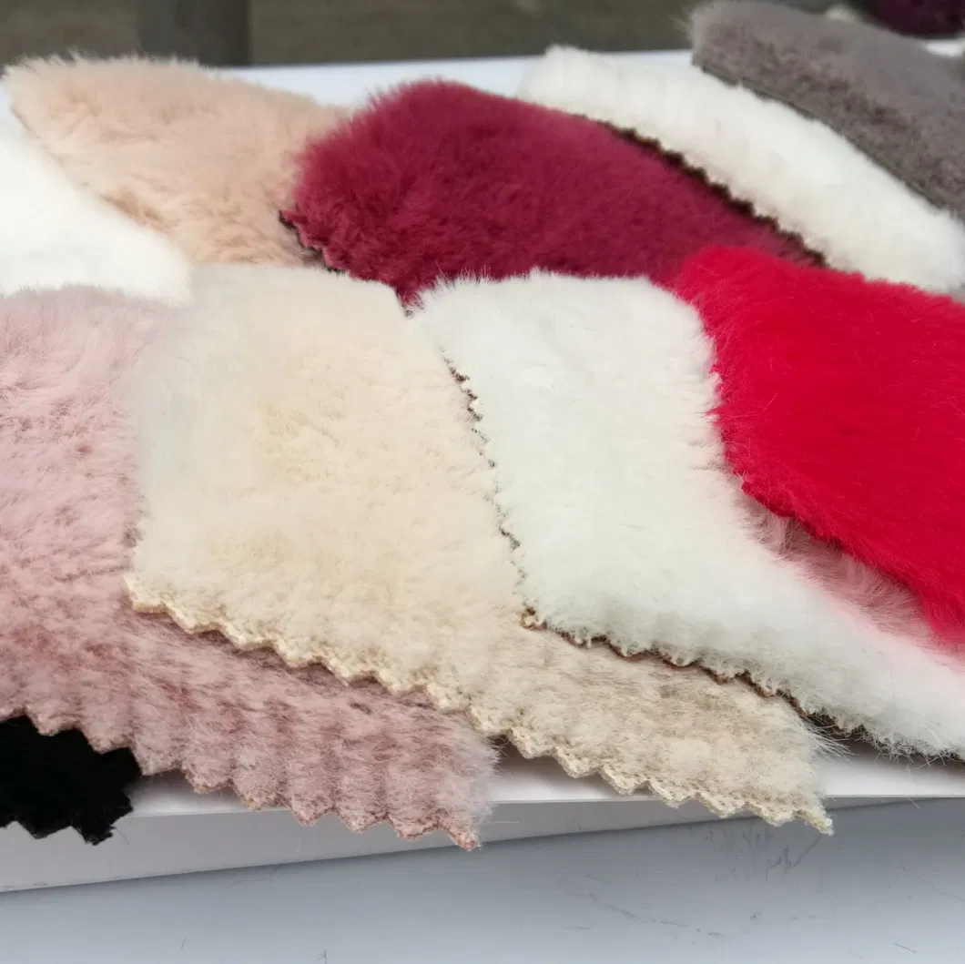 Suede Fabric Bonded Faux Rabbit Fur Plain Color for Garment and Shoes