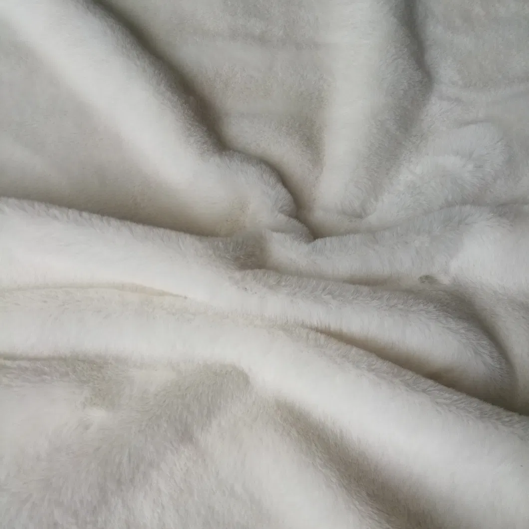 Plush Faux Rabbit Fur Fabric Smoothly Shining Plain Color for Garment Lining