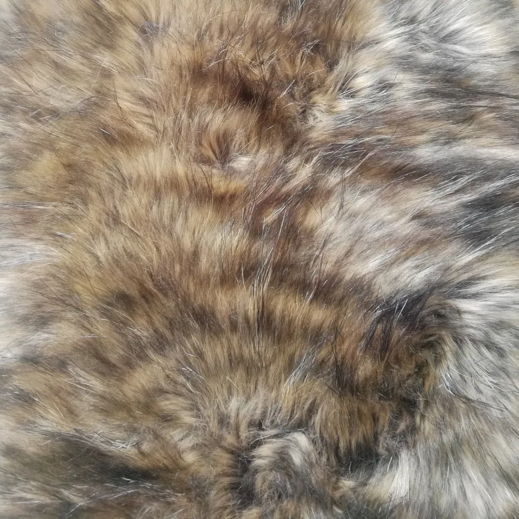 Long Pile Imitation Faux Raccoon Fur Fabric with 3 Colors