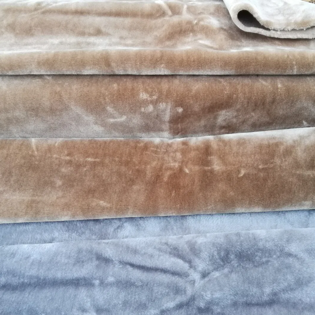 100% Polyester Strip Pattern Velvet Fur Fabric for Garment and Mattress