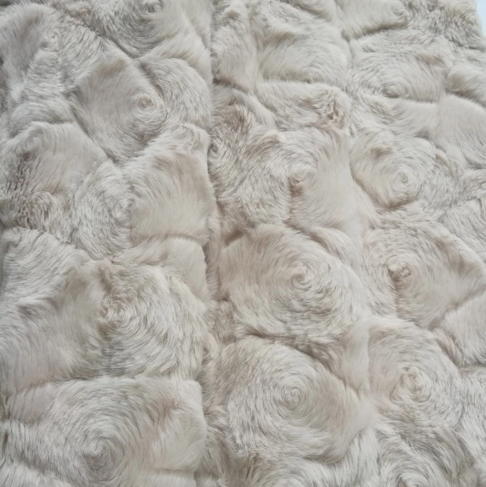 Flower Pattern Faux Rabbit Fur Super Soft for Garment and Pet Mattress