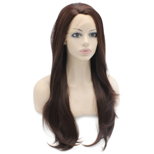Long Straight Dark Auburn Natural Hand Tied Lace Front Wig auburn lace front wigs | auburn wavy wig