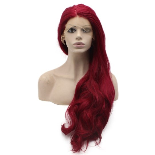 Refreshing Long Wavy Burgundy Wig Long Wavy Burgundy Red Lace Front Synthetic Wig Heat Resistant