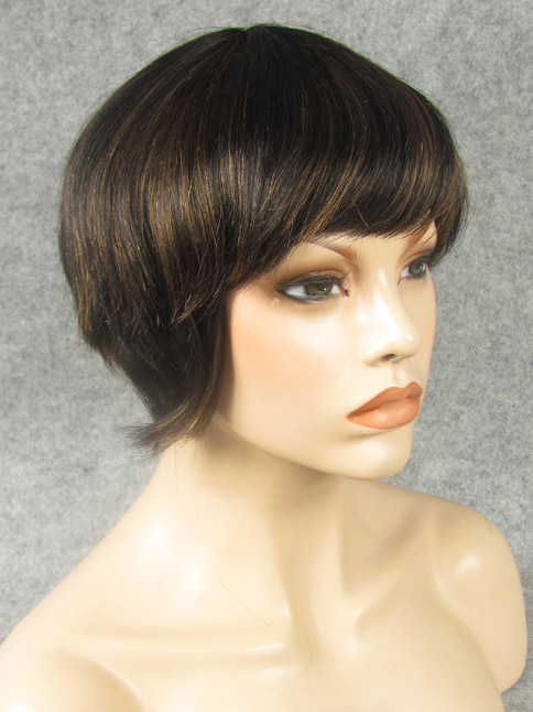 #1b/30 Black Hightlight Auburn Short Straight Machine Made Cheap Wholesale 100% Human Hair Wig With Bang auburn wig | short black wig