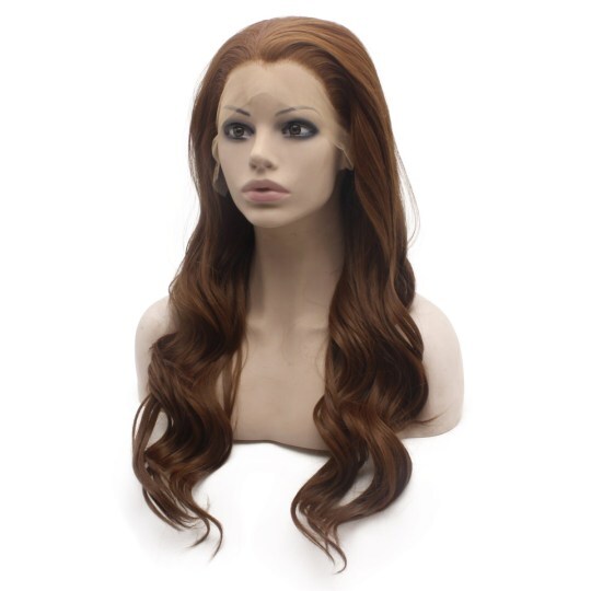 Long Wavy Auburn Real Kanekalon Fiber Hair Lace Front Wig Soft Touch auburn wavy wig | long auburn wig