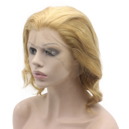 Short Wavy Ash Blonde Synthetic Lace Front Natural Wig blonde short | short blonde wig