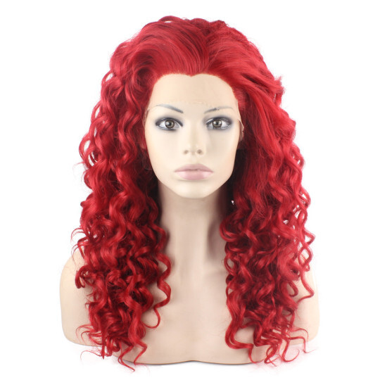 Long Curly Hand Tied Synthetic Lace Front Red Cosplay Wig Long Curly Hand Tied Synthetic Lace Front Red Cosplay Wig