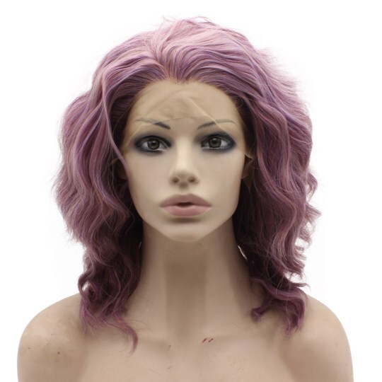 Curly Shoulder Length Purple Hair Synthetic Wig curly purple wig | purple curly wig