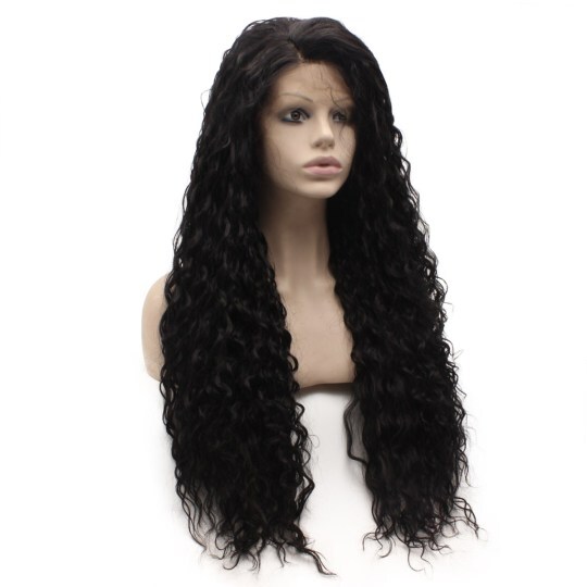 Long Curly Black Synthetic Lace Front Wig Long Curly wigs for black women Fiber Hair Heat Resistant Natural Synthetic Lace Front Wig