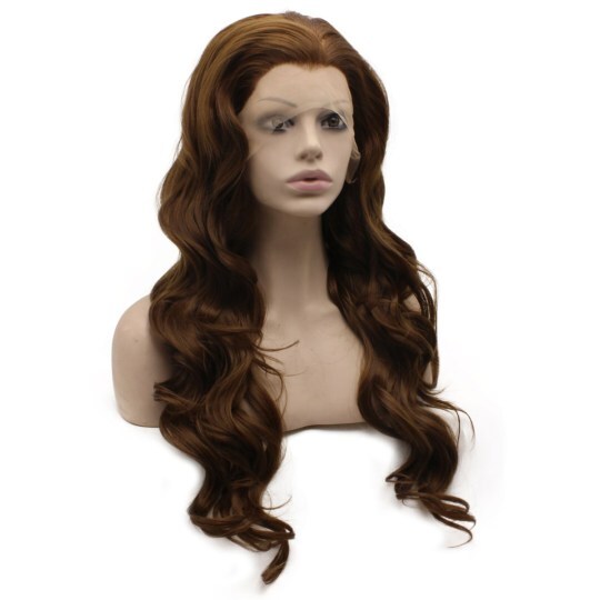 Long Wavy Highlight Brown Wig Heat Resistant Fiber Lace Front Wig Long Wavy Highlight Brown Wig Heat Resistant Fiber Lace Front Wig