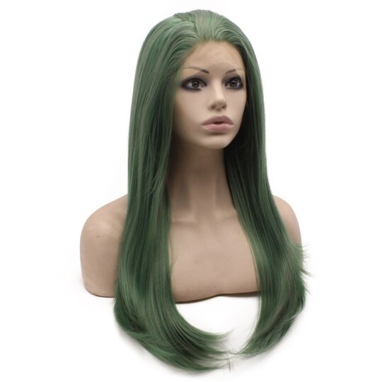 Dark Green Long Straight Wig with Lace Front Long Straight Dark Green Lace Front Wig Heat Resistant Free Part