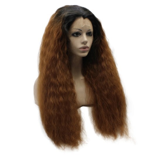 Long Kinky Stragiht Dark Roots Auburn Ombre Lace Front Wig Long Kinky Stragiht Dark Roots Auburn Ombre Lace Front Wig