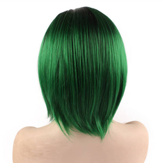 Black and Dark Green Short Bob Wig black bob wig | green wig