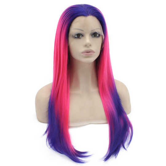 Modern Straight Violet Purple Pink Ombre Wig pink ombre wig | purple shadow root