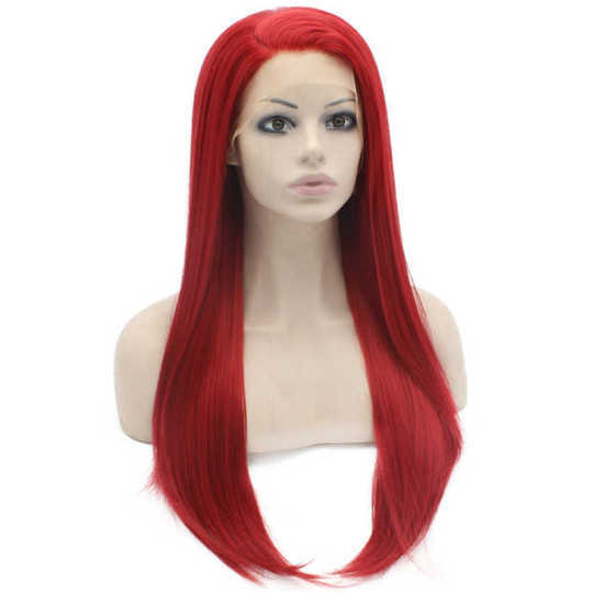 Long Straight Red Lace Front Costume Party Wig colored wigs | high quality colored wigs
