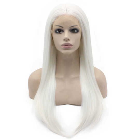 Crisp White Straight Medium Length White Cosplay Wig medium length wig | white cosplay wig