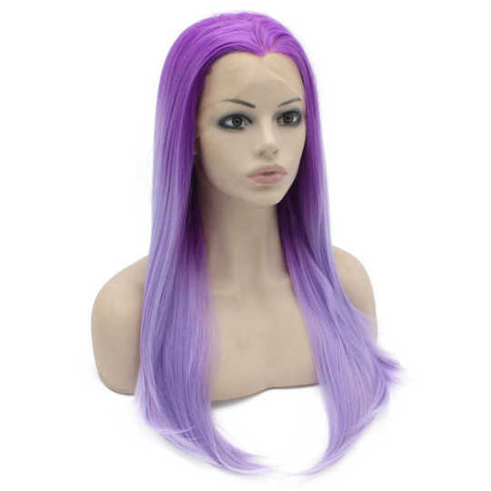 Long Straight Two Tone Ombre Purple Lace Front Synthetic Wig Purple lace front wig | purple wig
