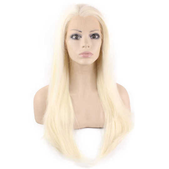 Long Straight light Blonde Natural Lace Front Wig Bleach blonde wig | blonde ombre