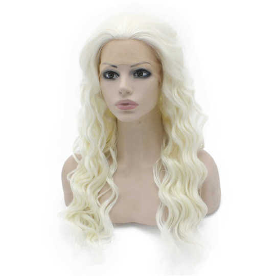 Platinum Blonde with White Subtle Styling Wavy Long Wig long white wig | white wig