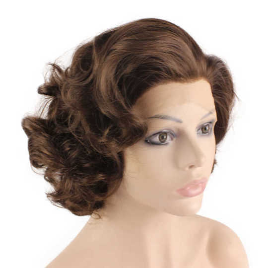 Short Curly Brown Mix Synthetic Lace Front Stylish Wig brown curly wig | curly brown wig