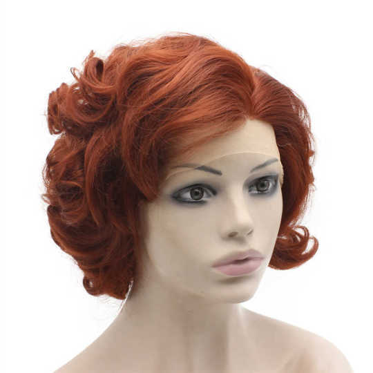 Short Wavy Burgundy Red Wig copper red lace front wig | curly red wigs