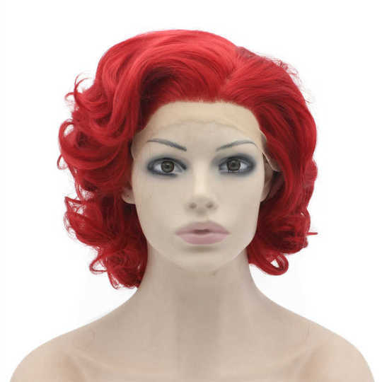 Short Curly Lace Front Stylish Red Cosplay Party Wig red curly wig | short curly red wig