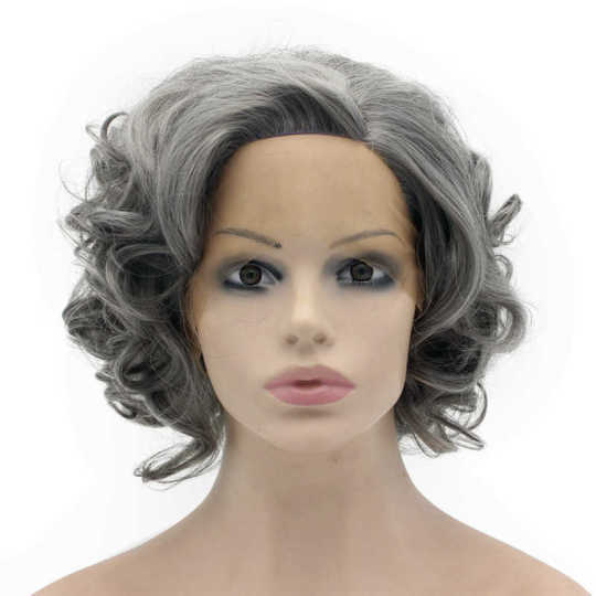 Two-Toned Grey Short Wavy Wig wavy hair wigs | wavy lace front wigs