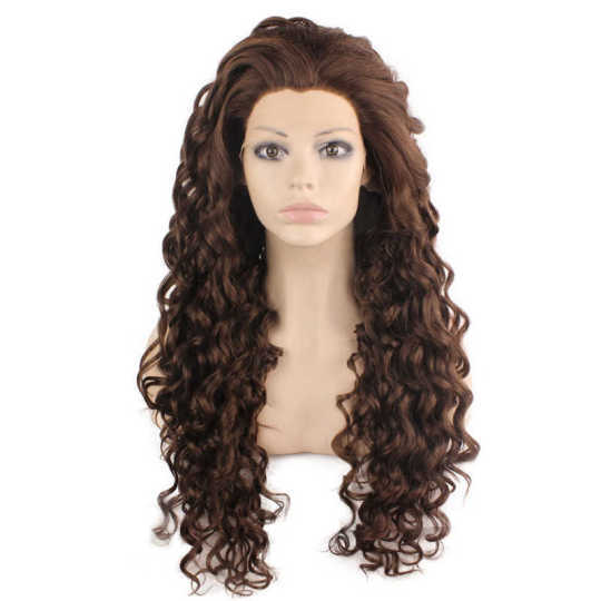 Brown Long Curly Lace Front Wig long brown curly wig | curly brown wig