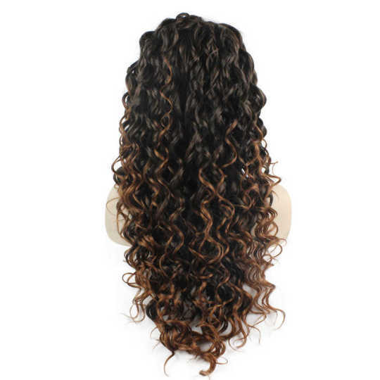 Long Curly Auburn Tip Brown Two Tone Ombre Lace Front Wig auburn wig | brown curly wig