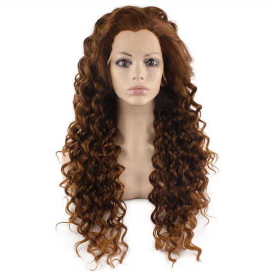 Long Curl Auburn Wig with Lace Front Closure auburn lace front wigs | medium length curly lace front wigs