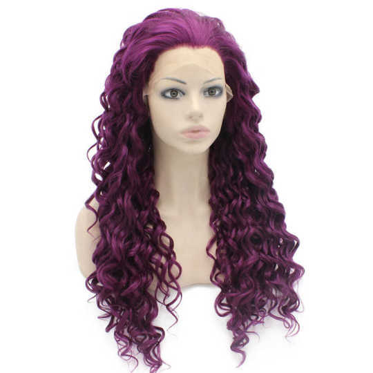 Long Curly Dark Purple Party Wig curly purple wig | dark purple wig