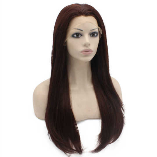 Long Straight Reddish Auburn Natural Hand Tied Lace Front Wig Auburn wig | long auburn wig