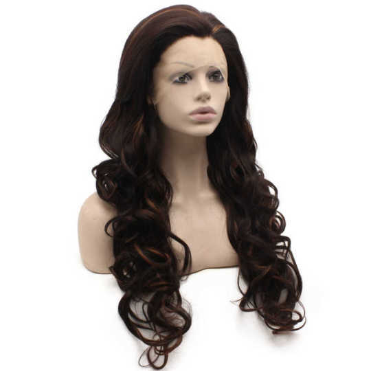 Long Wavy Auburn Brown Mix Natural Lace Front Ombre Wig Long Wavy Auburn Brown Mix Natural Lace Front Ombre Wig