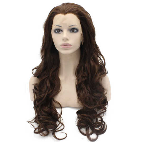 Long Wavy Brown Heat Resistant Lace Front Synthetic Wig Natural brown wig | long brown wig