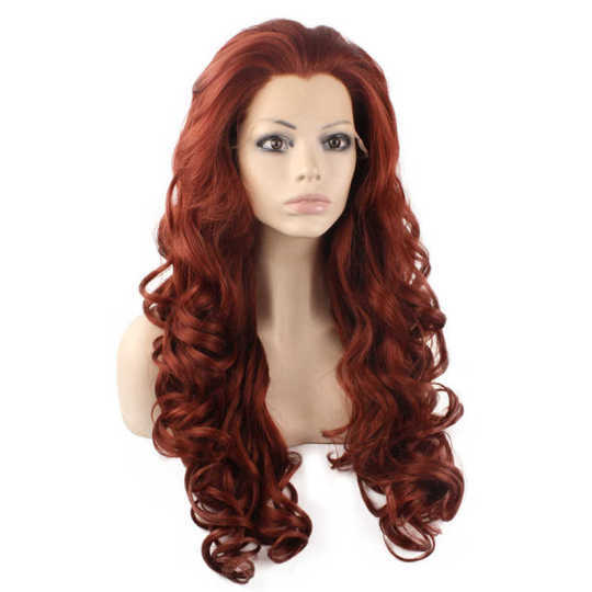 Synthetic Burgundy Wavy Poison Ivy Cosplay Wig curly synthetic wigs | synthetic curly wigs