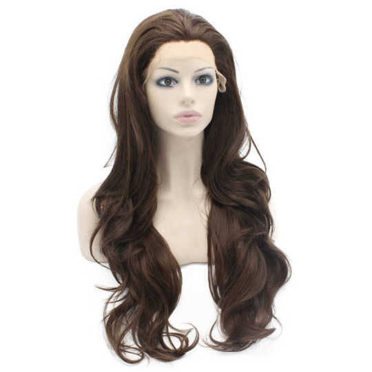 Dark Brown Long Wavy Lace Front Wig brown wig | long brown wig
