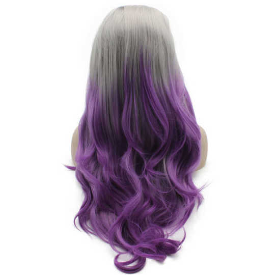 Grey and Purple Ombre Synthetic Wavy Wig Grey and Purple Ombre Synthetic Wavy Wig