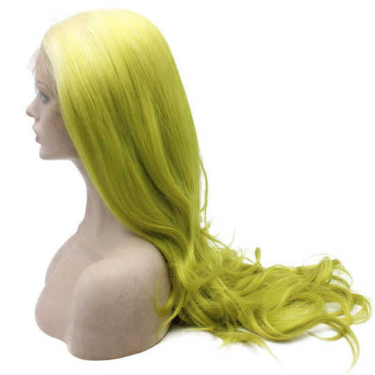 Blonde and Yellow Ombre Long Subtle Wavy Wig Long Wavy Hand Tied Lace Front Blonde Green Ombre Party Wig