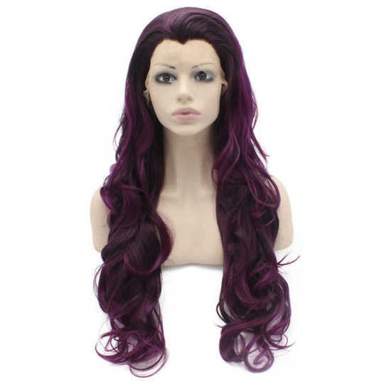 Extra Long Day Purple and Brown Highlighted Wig brown wig | light brown wig