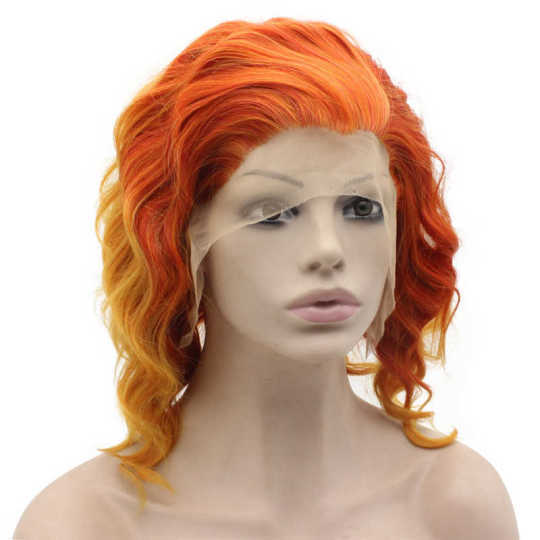 Red Carrot Reddish and Blonde Wavy Wig orange wig | orange wavy wig