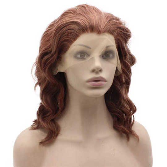 Reddish Blonde Shoulder Length Wavy Wig blonde wig |