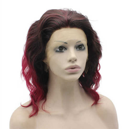 Brown and Red Ombre Shoulder Synthetic Wavy Wig Brown and Red Ombre Shoulder Synthetic Wavy Wig