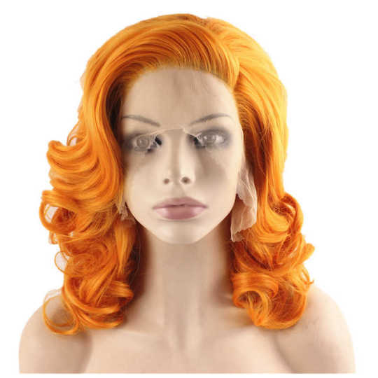 Medium Length Carrot Reddish Orange Lace Front Wig medium length wig | orange wig