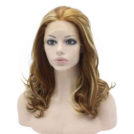Brown and Blonde Wavy Shoulder Length Wig blonde wig | brown wig